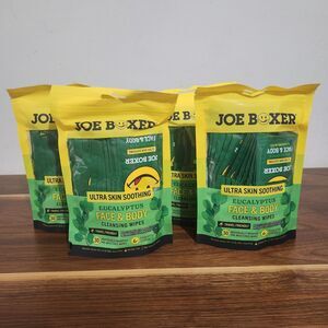 Joe Boxer Face Body Cleansing Wipes Eucalyptus 4 Bags 120 Wipes Total